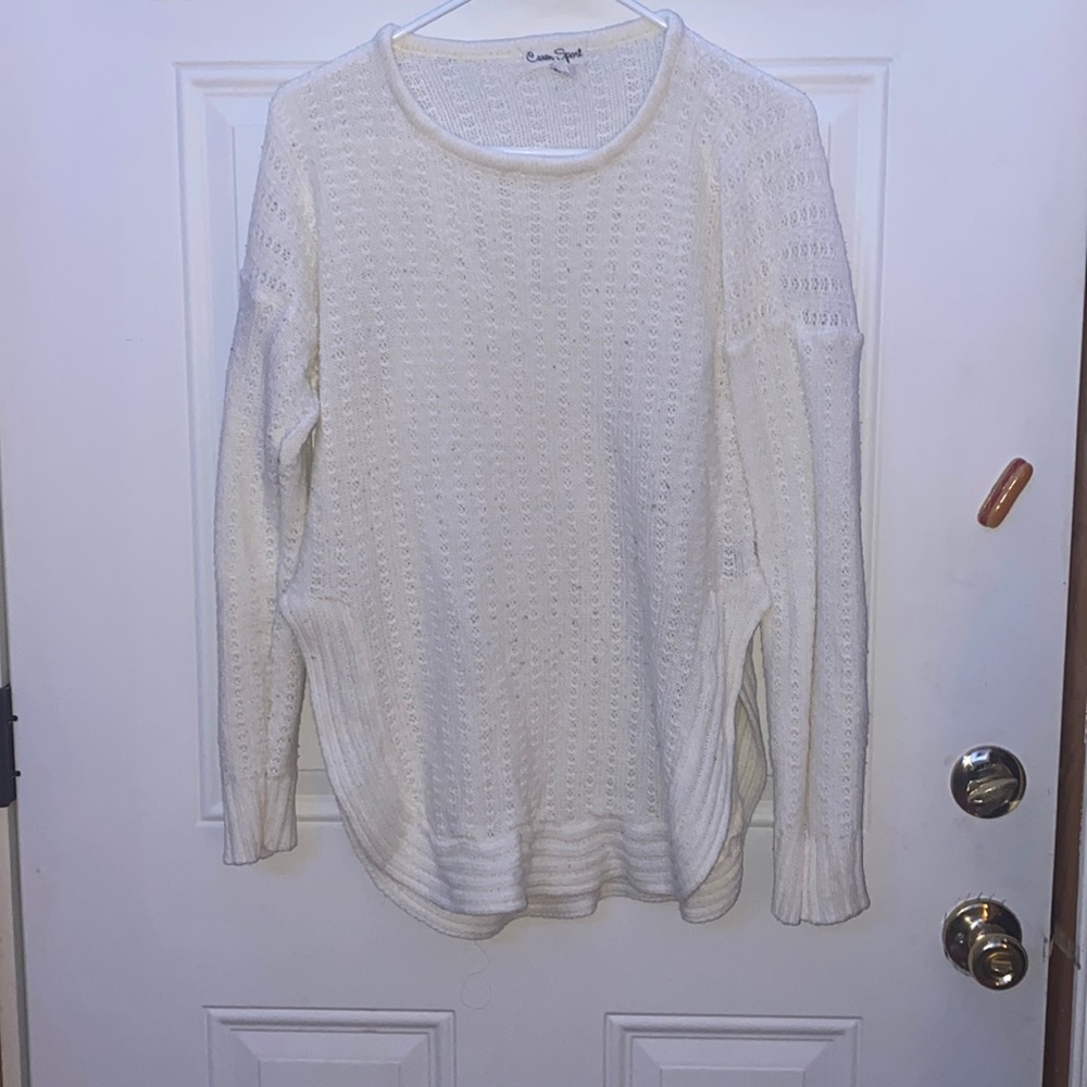 White split side sweater